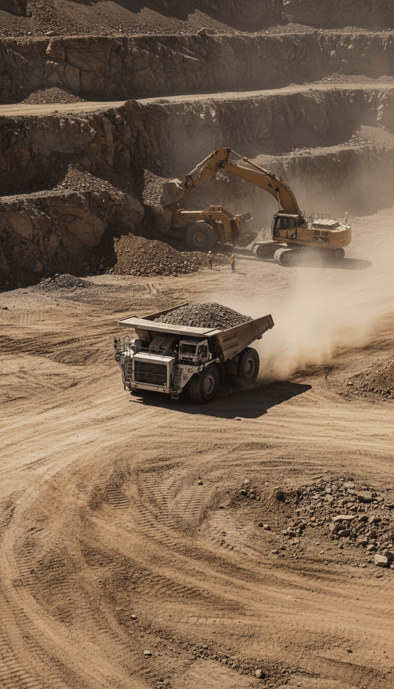 Autonomous truck hauling ore at active mine site