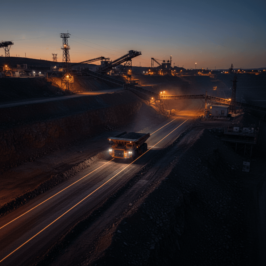 Autonomous haul truck operating in active quarry pit